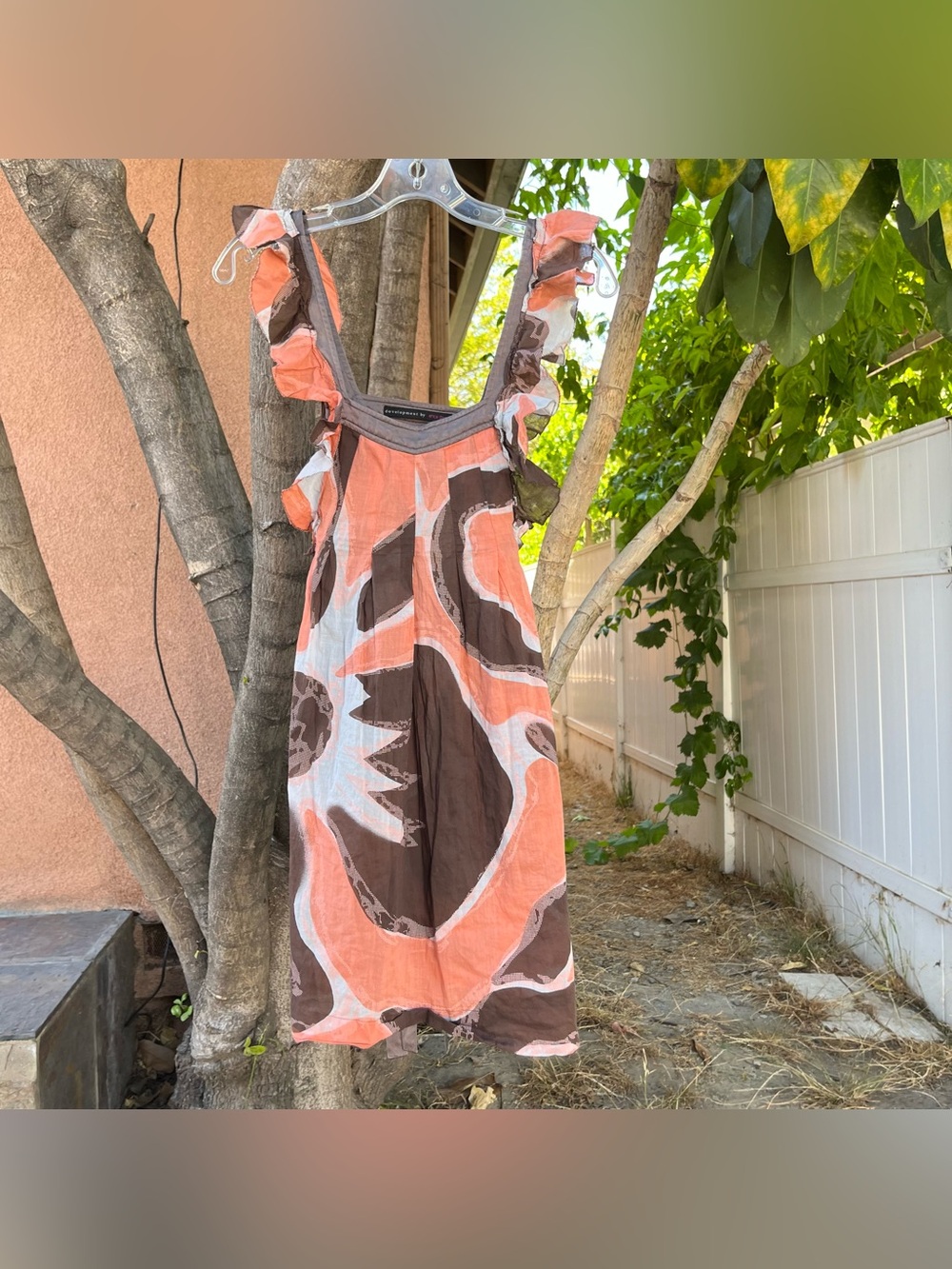 🧡 Vintage 2007 Development by Erica Davies Abstract Ruffle Mini Dress 🤎 .